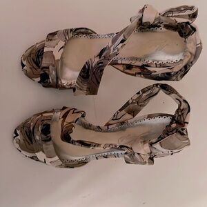 Never worn. Size 8 Michaelangelo pumps in brown,,and taupe satin